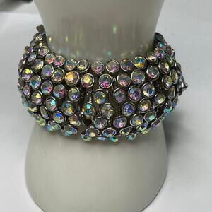 iridescent stretch rhinestone bracelet aurora borealis lk costume jewelry *flaw